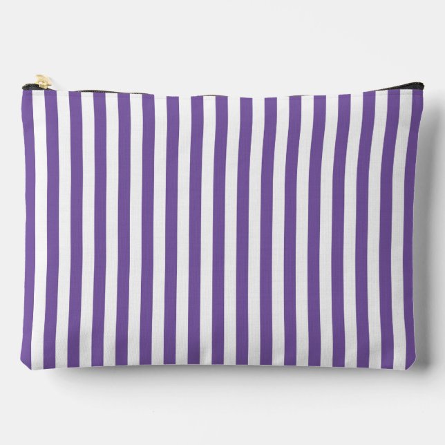 Pochette À Accessoires Rayures verticales classiques violettes et blanche (Recto)