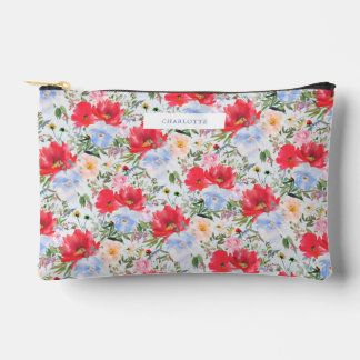 Pochette À Accessoires Red Blue Watercolor Florals 