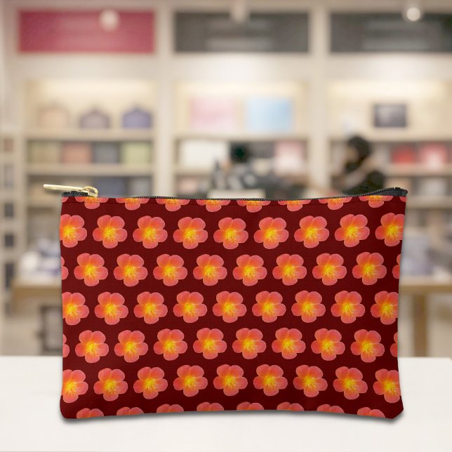 Pochette À Accessoires Red Moss Rose Seamless Pattern Pouch (Pouch with seamless pattern of a red moss rose)