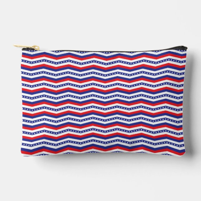 Pochette À Accessoires Red White and Blue Stars and Stripes Chevron (Recto)