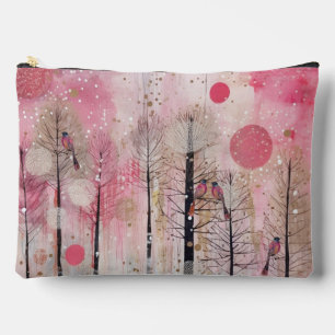 Pochette À Accessoires Refuge de l'oiseau chanteur rose magique d'hiver
