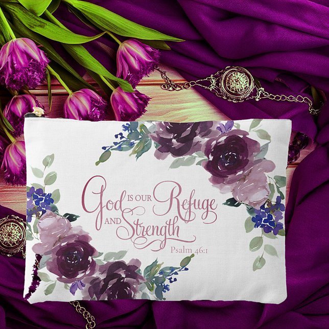 Pochette À Accessoires Refuge et force floral violet  (Créateur téléchargé)