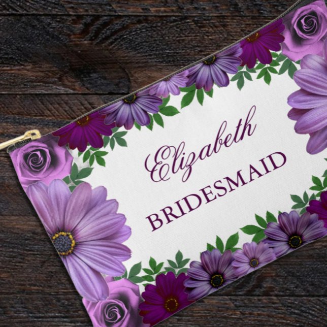Pochette À Accessoires Regal violet Mariage floral (Créateur téléchargé)