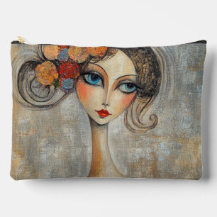Pochette À Accessoires Regard Calme d'une Élégante Dame aux Yeux Bleus
