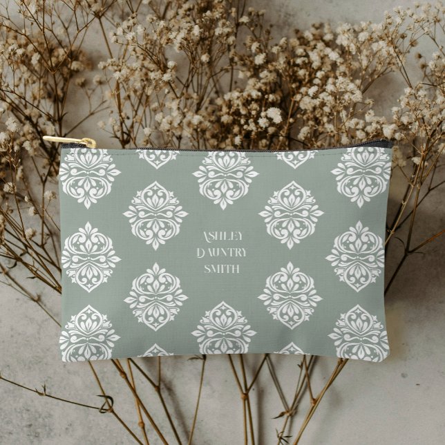 Pochette À Accessoires Regency Damask Classy Pale Sage (Créateur téléchargé)