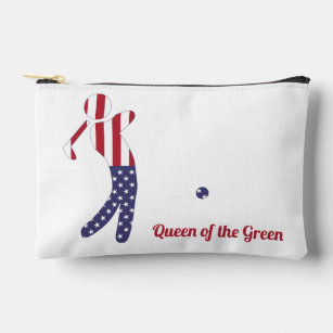Pochette À Accessoires Reine du Vert   American Flag Golf Player