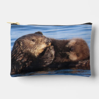 Pochette À Accessoires Relaxing Sea Otter Pup and Mom