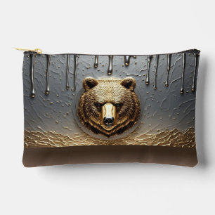 Pochette À Accessoires Relief d'ours doré avec effet de goutte de métal �