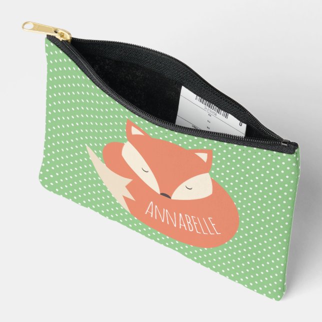 Pochette À Accessoires Renard couché mou personnalisé (Ouvrir)