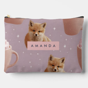 Pochette À Accessoires Renard mignon personnalisé et Motif de cacao chaud