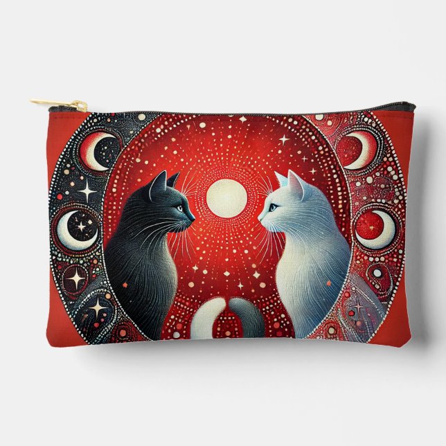 Pochette À Accessoires Représentation artistique de chats Yin et Yang (Recto)