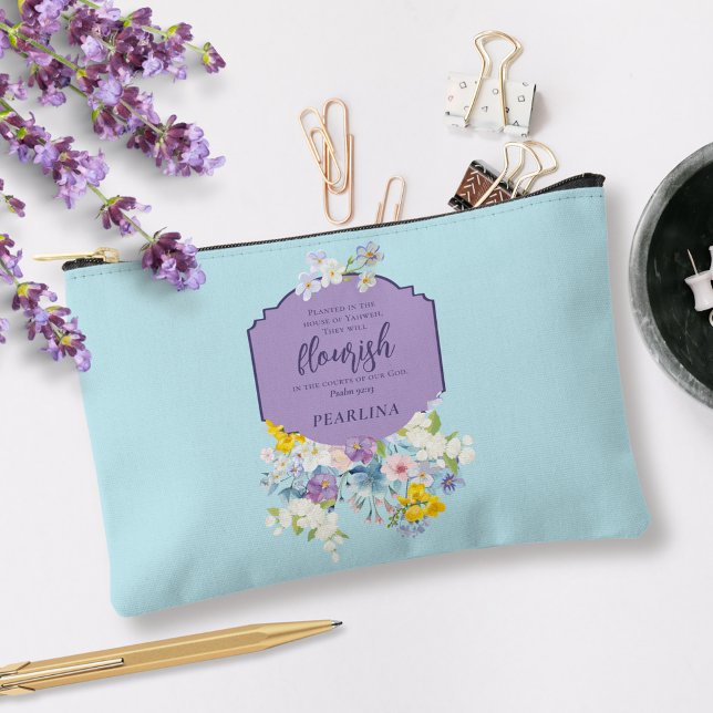 Pochette À Accessoires Ressort Aquarelle Florale Bible Verse Personnalisé (Créateur téléchargé)
