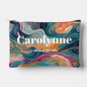 Pochette À Accessoires Rétro Abstrait Tourbillon des années 80 Sarcelle e