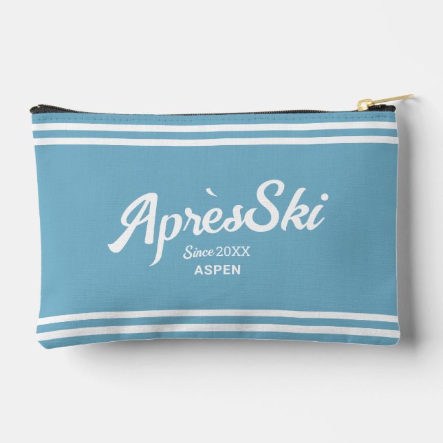 Pochette À Accessoires Retro Blue Apres Ski Custom Ski Resort & Year (Verso)