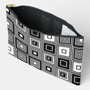 Pochette À Accessoires Retro tendance look noir blanc carré motif