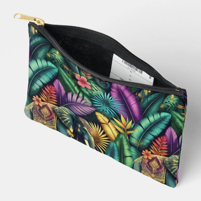 Pochette À Accessoires Rêves de jungle d'éléphant indien - Surface transp (Ouvrir)
