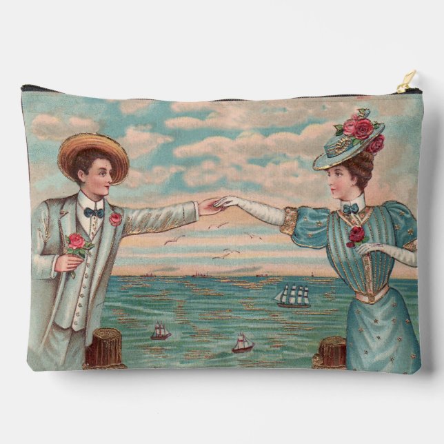 Pochette À Accessoires Robe de mariage d'amour de plage victorienne Coupl (Verso)