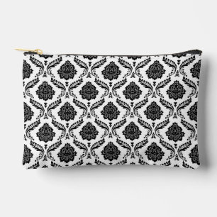 Pochette À Accessoires Rococo Damassé Rpt Motif Noir sur Blanc