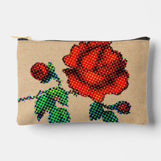 Pochette À Accessoires Rose Bloom en demi-teinte sur papier brun Beaux-Ar