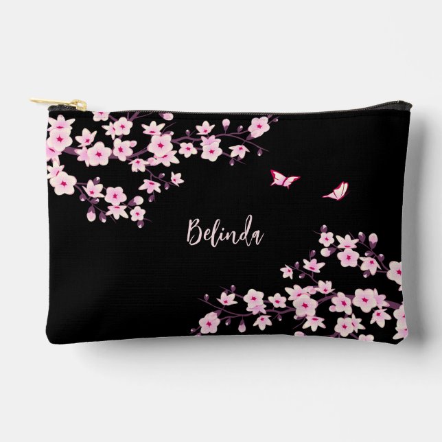 Pochette À Accessoires Rose de Cerisier Rose Noir Monogramme (Recto)
