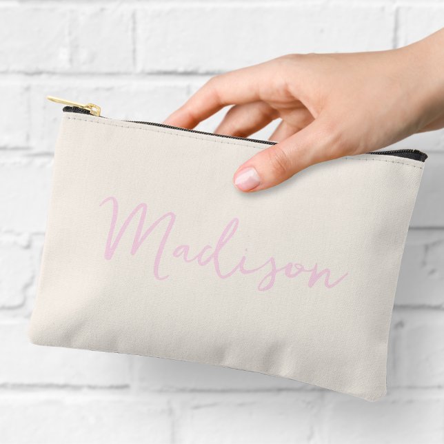 Pochette À Accessoires Rose et Crème Féminin Nom (Créateur téléchargé)