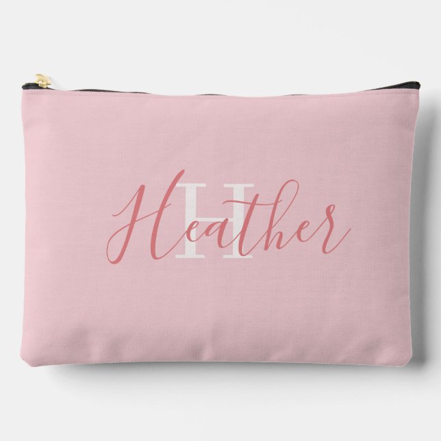 Pochette À Accessoires Rose Féminin avec Nom et Initiale (Recto)