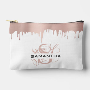 Pochette À Accessoires Rose Gold Métallisé Tendance Monogramme avec Goutt