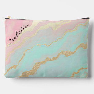 Pochette À Accessoires Rose Pâle Menthe Or Luxe Collection Populaire