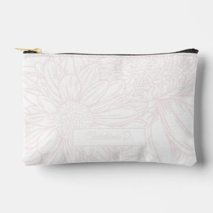 Pochette À Accessoires Rose Pâle sur Chrysanthèmes Blancs avec Photo
