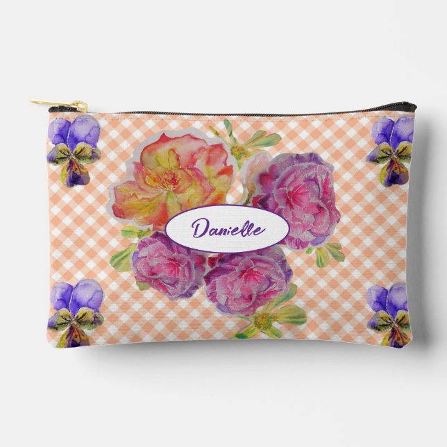 Pochette À Accessoires Rose Roses Flower floral Shabby Watercolor Girls (Recto)