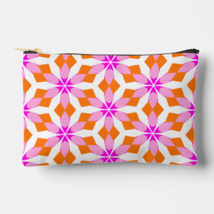 Pochette À Accessoires Rose Violet et Orange Floral Géométrique