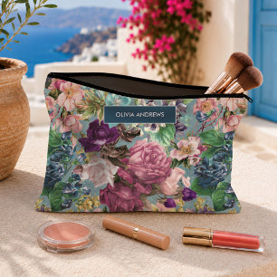 Pochette À Accessoires Roses bleu rose vintage shabby chic motif