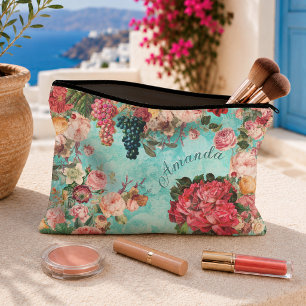 Pochette À Accessoires Roses et vase bleu shabby chic vintage