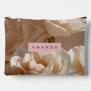 Pochette À Accessoires Roses Florales Personnalisées Élégantes en Crème R