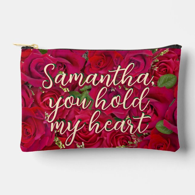 Pochette À Accessoires Roses rouges de la Saint-Valentin avec message per (Recto)