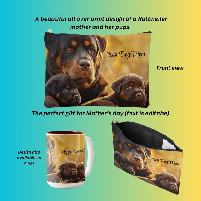 Pochette À Accessoires Rottweiler et chiots, Best Dog Mom (Créateur téléchargé)