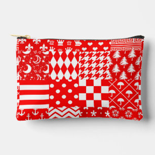 Pochette À Accessoires Rouge blanc Mixte Motif Patchwork Design