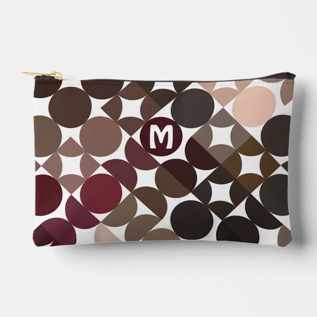 Pochette À Accessoires Rouge bordeaux beige marron cercles motif milieu d (Recto)