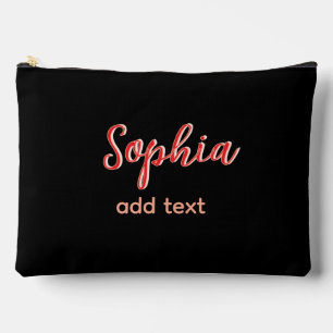 Pochette À Accessoires Rouge nom fille patron texte noir élégant