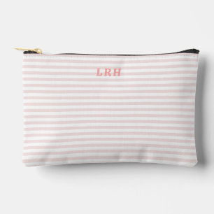 Pochette À Accessoires Rouge Pêche Rayure Vintage Initiales Minuscules Mo