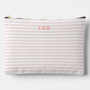 Pochette À Accessoires Rouge Pêche Rayure Vintage Petites Initiales Monog