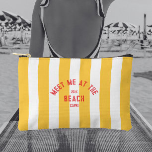 Pochette À Accessoires Rouge Rencontrez-Moi À La Plage Cabana Jaune Strip