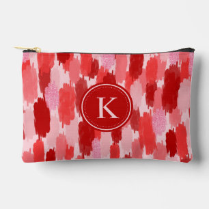 Pochette À Accessoires Rouge rose Abstrait brosses Motif Monogramme