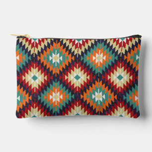 Pochette À Accessoires Rouge vert orange jaune noir blanc oriental Kilim