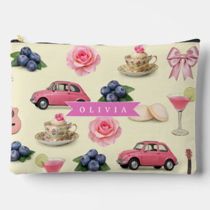 Pochette À Accessoires Ruban de cocktail rose coquette personnalisé migno