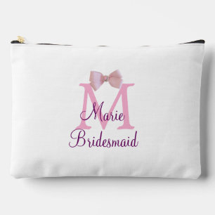 Pochette À Accessoires ruban rose monogramme demoiselle d'honneur moderne