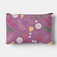 "Sac zip à motif de fruits et de feuilles violets"