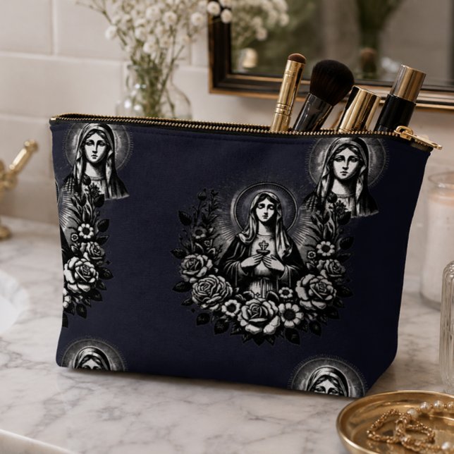 Pochette À Accessoires Sacré Marie Catholique Chrétien Rich Navy Profond (Créateur téléchargé)