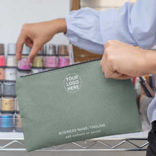 Pochette À Accessoires Sage Green Texte & Logo l Promotionnels Business