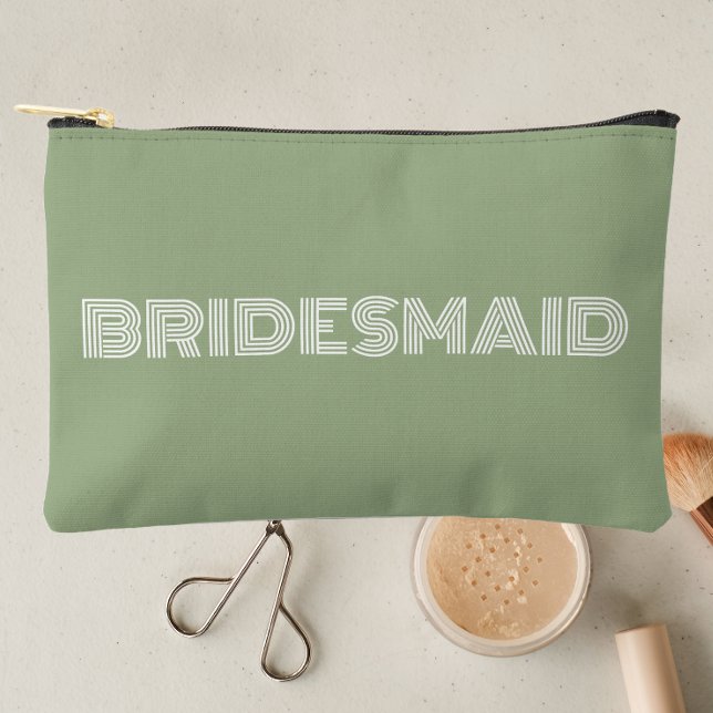 Pochette À Accessoires Sage Green Typographie moderne Bridesmaid (In Situ Makeup)